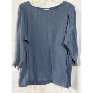 Max Studio Womens Blouse Size 1X  Blue Stretchy Casual Top